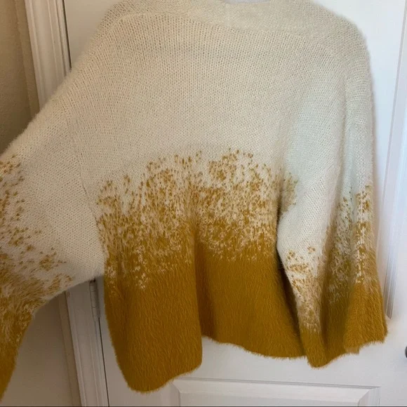 Anthropologie Akemi + Kin Senna Eyelash Open Front Mustard Cardigan One Size - Picture 7 of 8